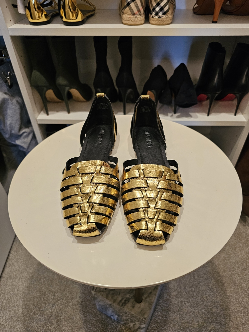 Steve Madden Metallic Gold Woven Slingback Sandals